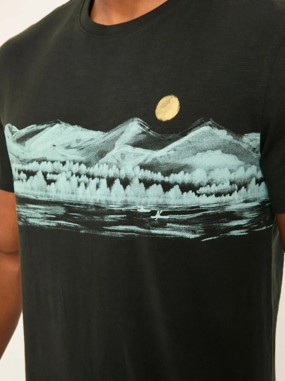 FatFace Washed Black Inky Lakes Graphic Tshirt