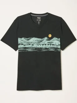 FatFace Washed Black Inky Lakes Graphic Tshirt