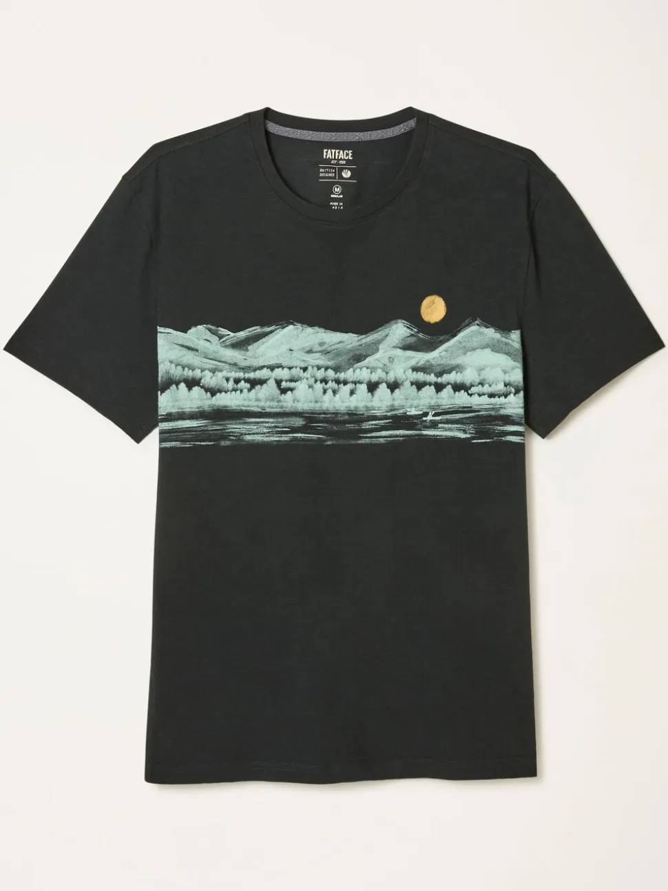 FatFace Washed Black Inky Lakes Graphic Tshirt