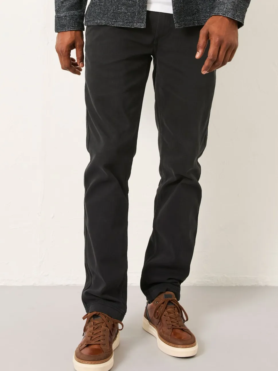 FatFace Washed Black Straight Fit Twill Coastal Chino Trousers