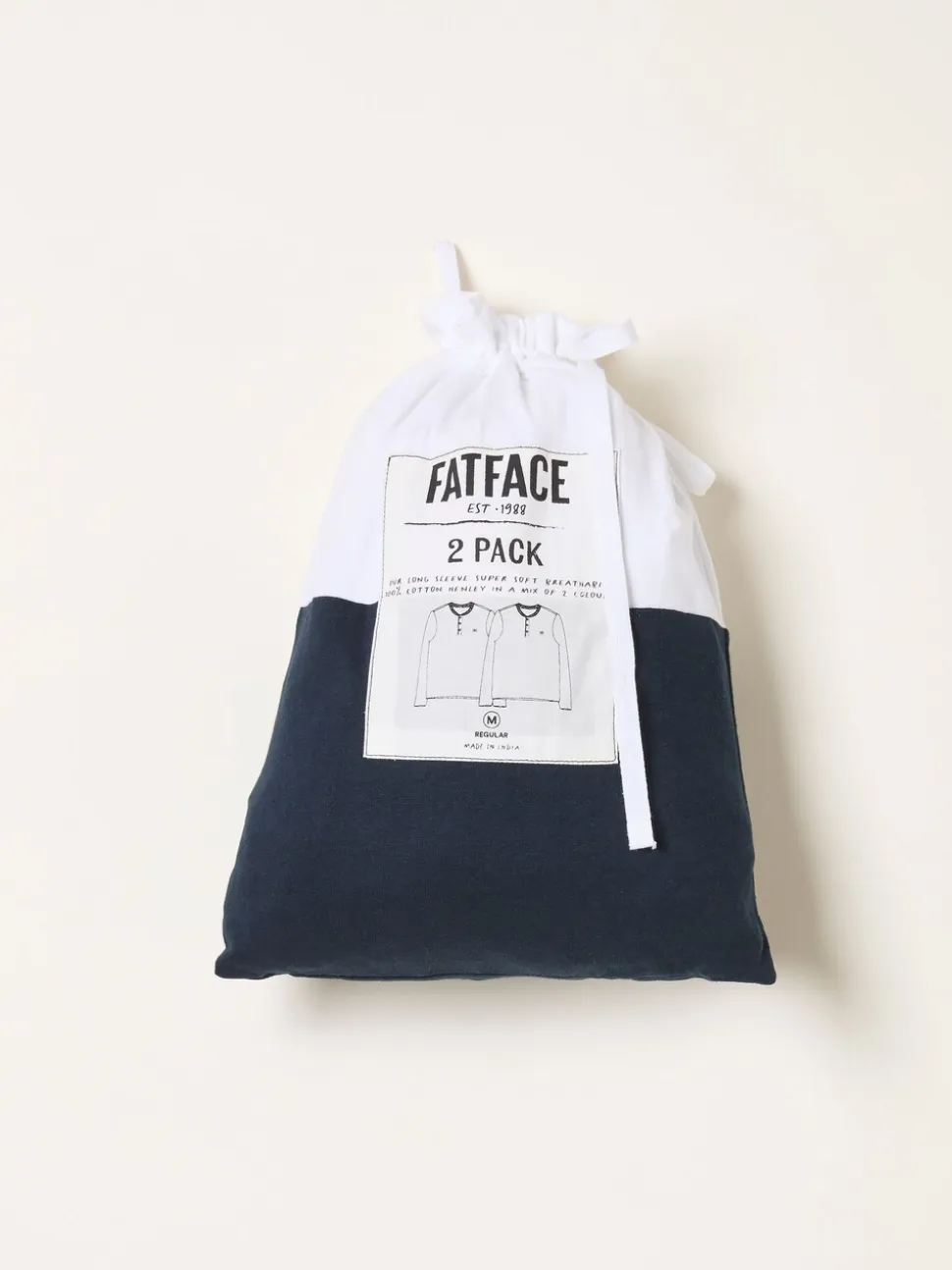 FatFace White Long Sleeve Henley Tshirts 2 Pack