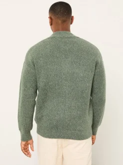 FatFace Williton Emerald Green Knitted Zip Cardigan