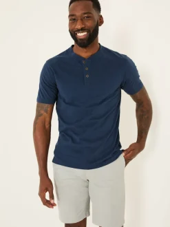 FatFace Woodside Navy Slub Henley T-Shirt
