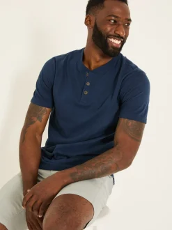FatFace Woodside Navy Slub Henley T-Shirt
