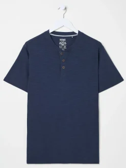 FatFace Woodside Navy Slub Henley T-Shirt
