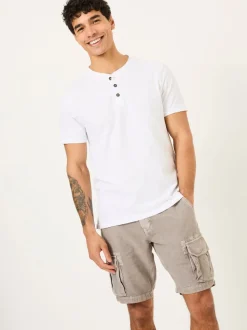 FatFace Woodside White Slub Henley T-Shirt
