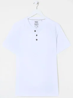 FatFace Woodside White Slub Henley T-Shirt