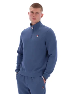 Fila Blue RAMY 2 FBOX Quarter Zip With Tipping At Cuffs Sweatshirt