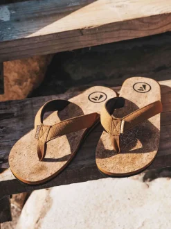 Foamlife Brown Mens Mully Cork Flip Flops