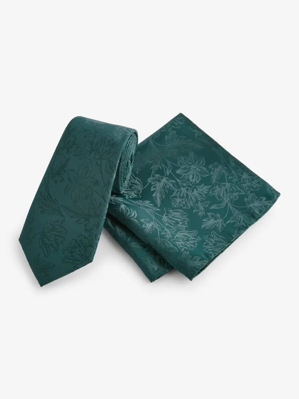 Forest Green Slim Tie And Pocket Square Set