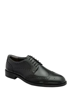 Frank Wright Black Leather Lace-Up Brogue Shoes