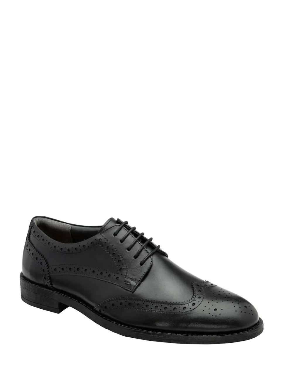 Frank Wright Black Leather Lace-Up Brogue Shoes