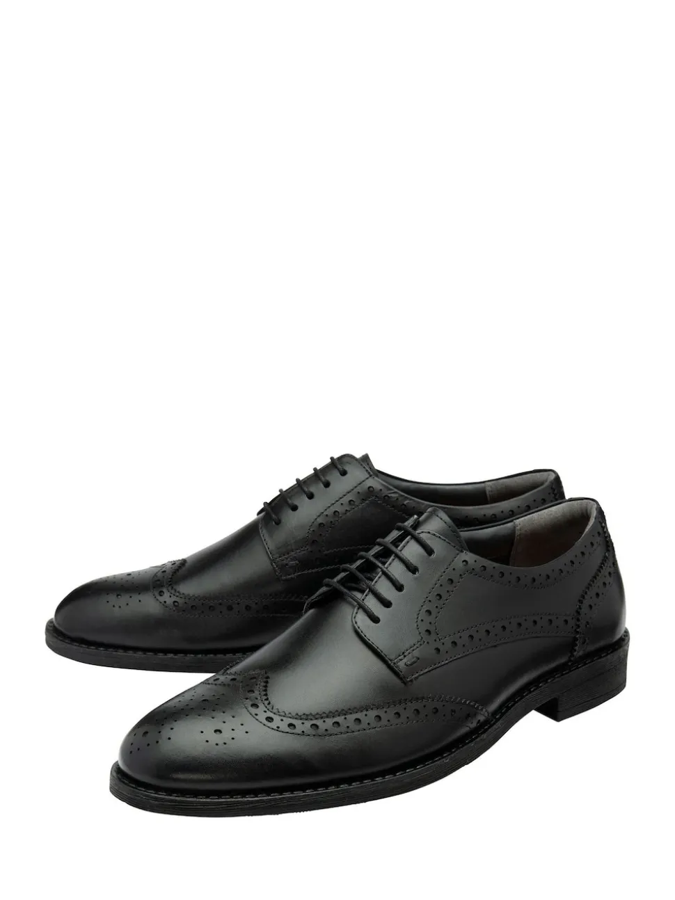 Frank Wright Black Leather Lace-Up Brogue Shoes
