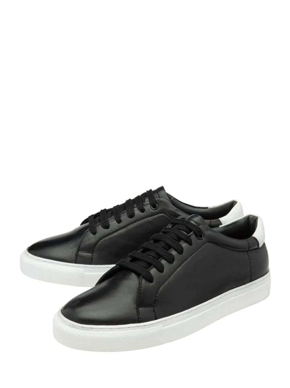Frank Wright Black Leather Lace-Up Classic Trainers
