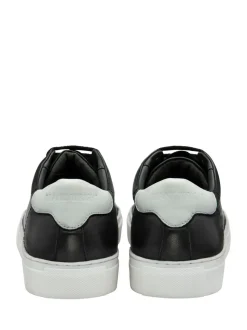 Frank Wright Black Leather Lace-Up Classic Trainers