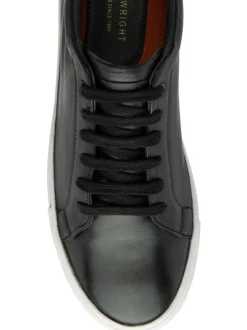 Frank Wright Black Leather Lace-Up Classic Trainers