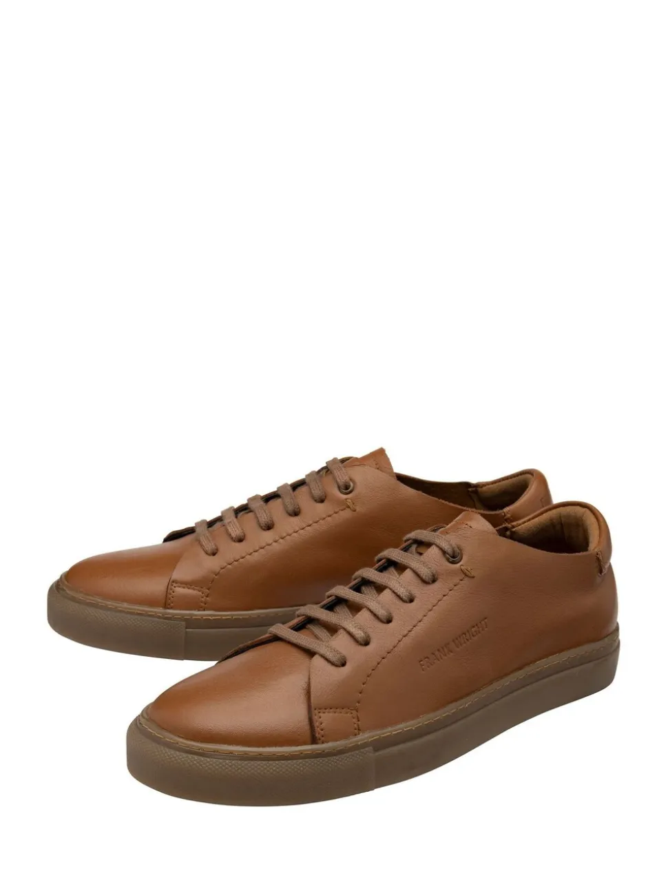 Frank Wright Brown Premium Leather Lace-Up Trainers