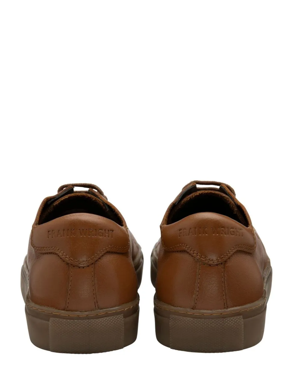 Frank Wright Brown Premium Leather Lace-Up Trainers