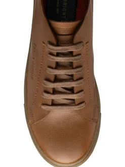 Frank Wright Brown Premium Leather Lace-Up Trainers