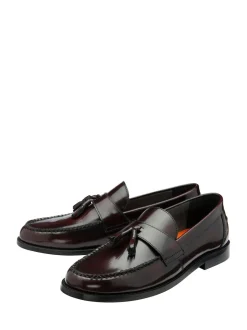 Frank Wright Red Mens Leather Slip-On Loafers