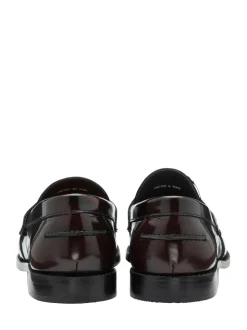 Frank Wright Red Mens Leather Slip-On Loafers