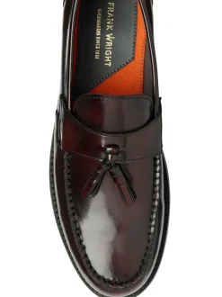 Frank Wright Red Mens Leather Slip-On Loafers