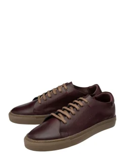 Frank Wright Red Premium Leather Lace-Up Trainers
