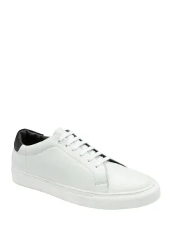 Frank Wright White Leather Lace-Up Classic Trainers