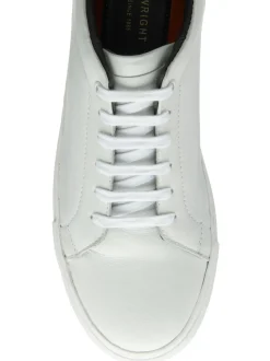 Frank Wright White Leather Lace-Up Classic Trainers