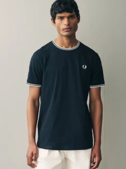 Fred Perry Black Fred Perry Twin Tipped Logo T-Shirt