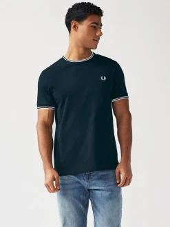 Fred Perry Black Fred Perry Twin Tipped Logo T-Shirt