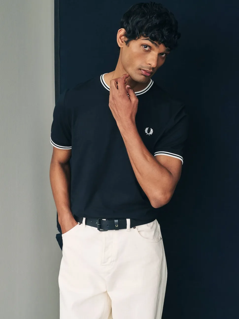 Fred Perry Black Fred Perry Twin Tipped Logo T-Shirt