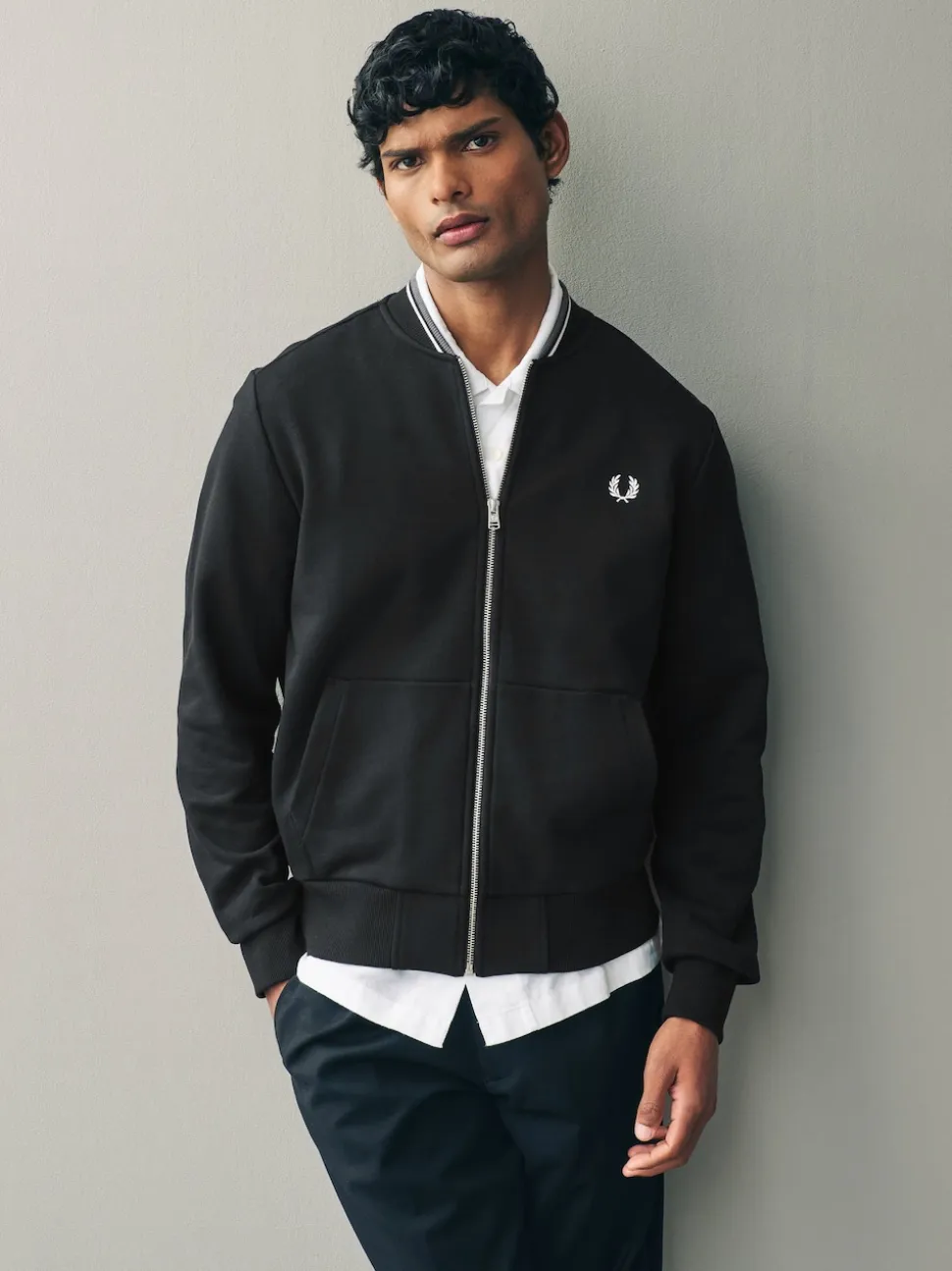 Fred Perry Black Zip Up Sweatshirt