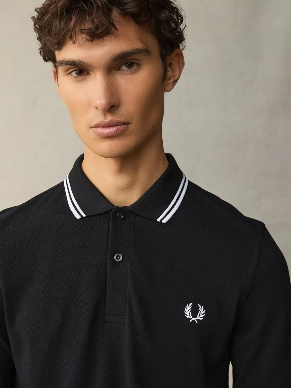 Fred Perry Black/White Sleeve Twin Tipped Polo Shirt