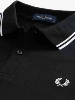 Fred Perry Black/White Sleeve Twin Tipped Polo Shirt
