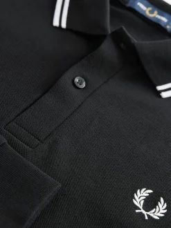 Fred Perry Black/White Sleeve Twin Tipped Polo Shirt