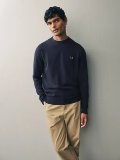 Fred Perry Navy Classic Crew-Neck Jumper