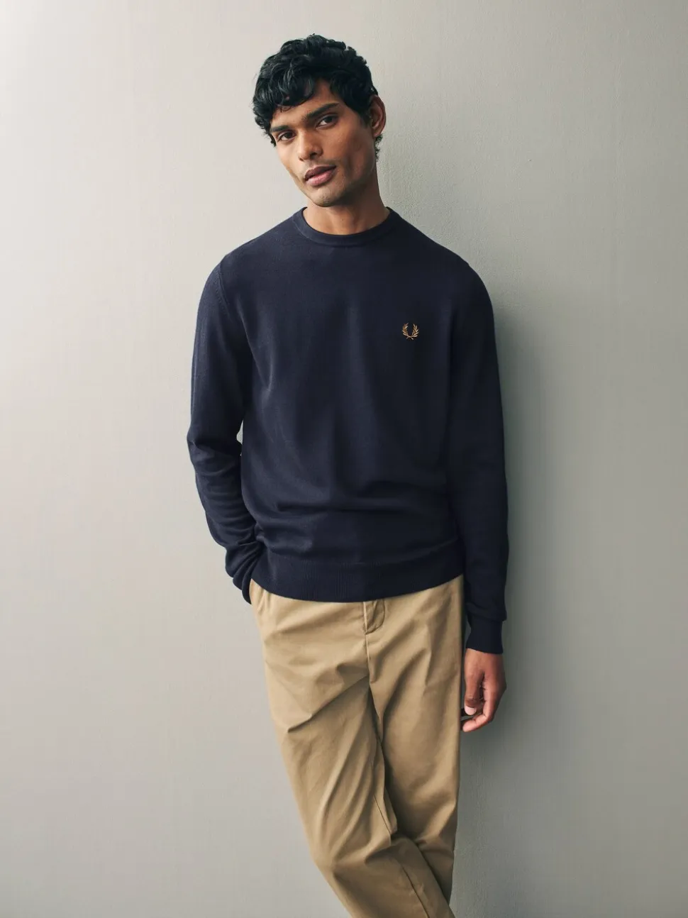 Fred Perry Navy Classic Crew-Neck Jumper