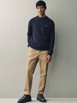 Fred Perry Navy Classic Crew-Neck Jumper