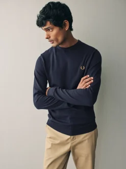 Fred Perry Navy Classic Crew-Neck Jumper