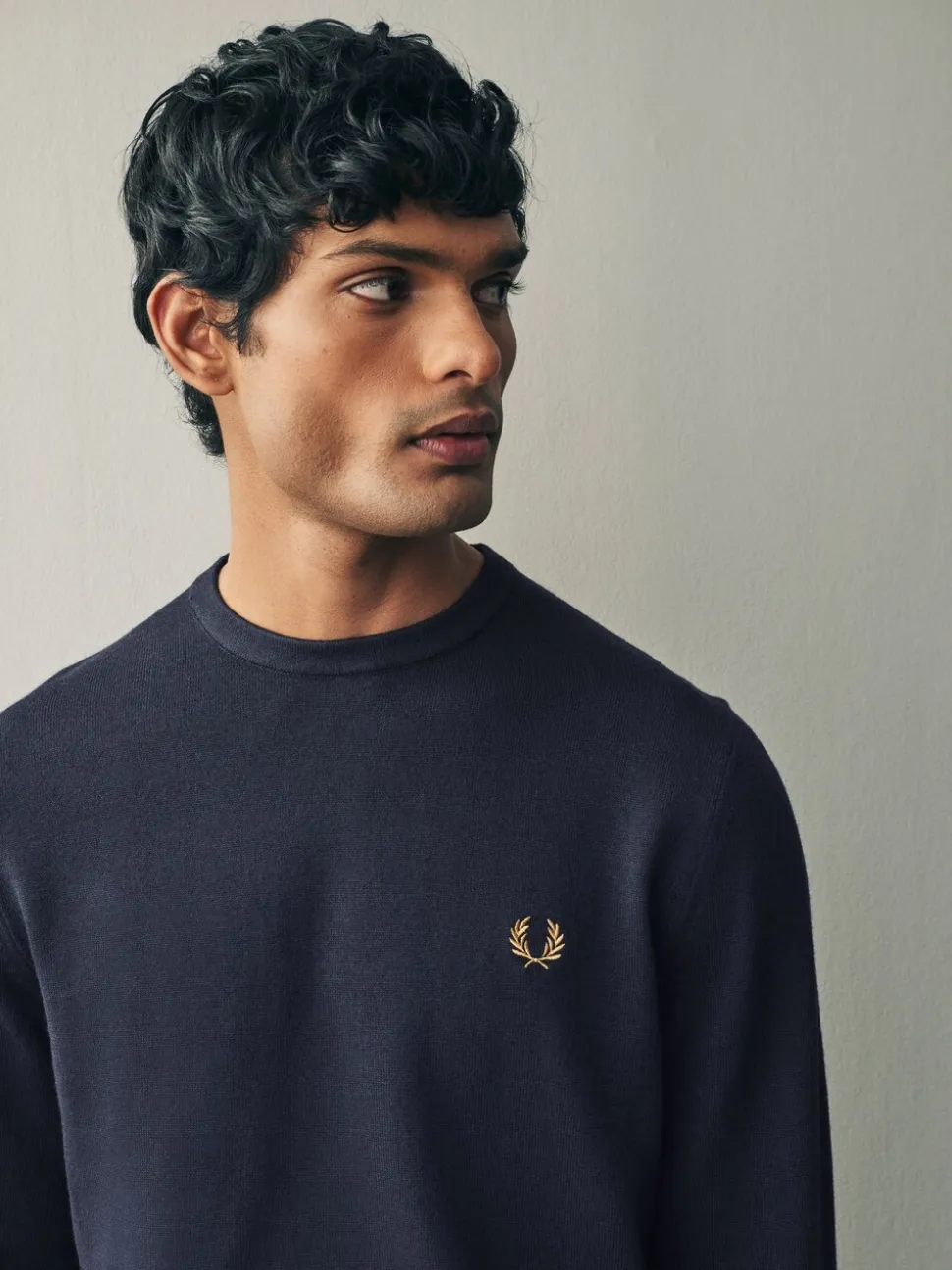 Fred Perry Navy Classic Crew-Neck Jumper