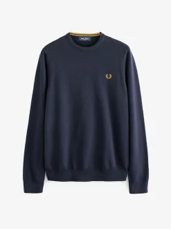 Fred Perry Navy Classic Crew-Neck Jumper