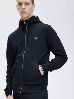 Fred Perry Navy Zip Up Hoodie