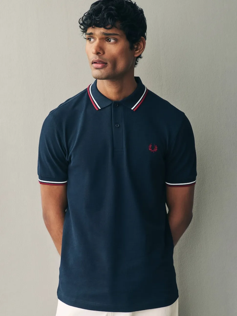 Fred Perry Navy/White/Red Tipped Polo Shirt