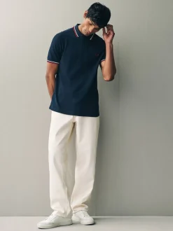 Fred Perry Navy/White/Red Tipped Polo Shirt