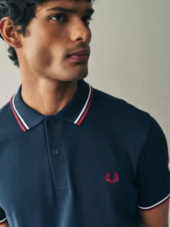 Fred Perry Navy/White/Red Tipped Polo Shirt