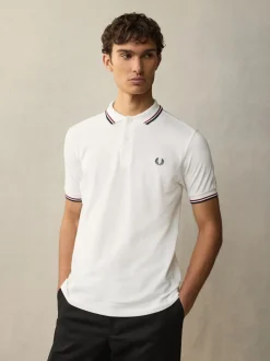 Fred Perry White/Red/Navy Tipped Polo Shirt