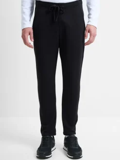 French Connection Black Cotton Blend Textured Straight-Leg Smart Joggers