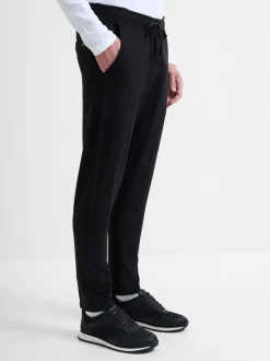 French Connection Black Cotton Blend Textured Straight-Leg Smart Joggers