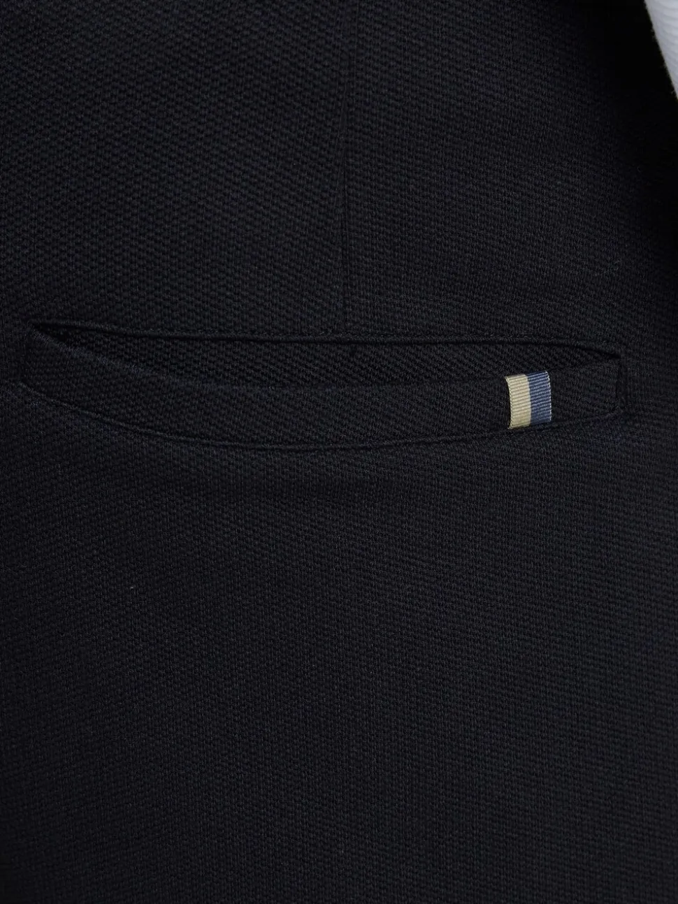 French Connection Black Cotton Blend Textured Straight-Leg Smart Joggers